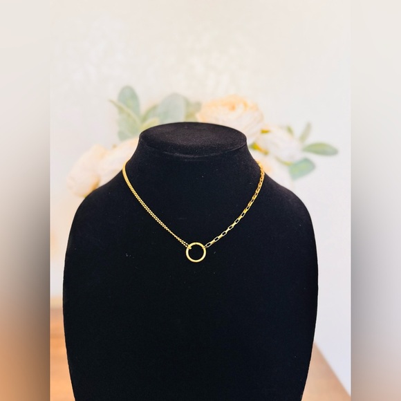 Anointed Beauty Jewelry - CIRCLE" NECKLACE, 18K GOLD PLATED STEEL